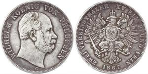 2 Thaler 普魯士王國 (1701 - 1918) 銀 威廉一世 (德国)