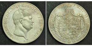 2 Thaler 普魯士王國 (1701 - 1918) 銀 腓特烈·威廉四世 (1795 - 1861)