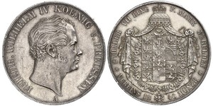 2 Thaler 普魯士王國 (1701 - 1918) 銀 腓特烈·威廉四世 (1795 - 1861)