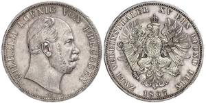 2 Thaler 普魯士王國 (1701 - 1918) 銀 威廉一世 (德国)