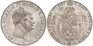 2 Thaler 普魯士王國 (1701 - 1918) 銀 腓特烈·威廉四世 (1795 - 1861)