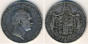 2 Thaler 普魯士王國 (1701 - 1918) 銀 腓特烈·威廉四世 (1795 - 1861)