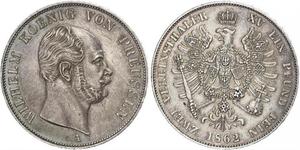 2 Thaler 普魯士王國 (1701 - 1918) 銀 威廉一世 (德国)