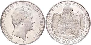 2 Thaler 普魯士王國 (1701 - 1918) 銀 腓特烈·威廉四世 (1795 - 1861)