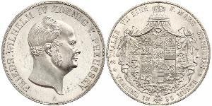 2 Thaler 普魯士王國 (1701 - 1918) 銀 腓特烈·威廉四世 (1795 - 1861)