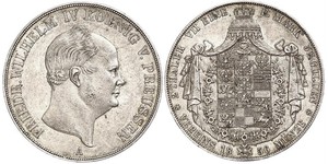 2 Thaler 普魯士王國 (1701 - 1918) 銀 腓特烈·威廉四世 (1795 - 1861)