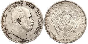 2 Thaler 普魯士王國 (1701 - 1918) 銀 威廉一世 (德国)