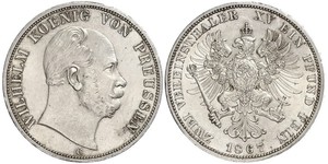 2 Thaler 普魯士王國 (1701 - 1918) 銀 威廉一世 (德国)