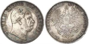 2 Thaler 普魯士王國 (1701 - 1918) 銀 威廉一世 (德国)