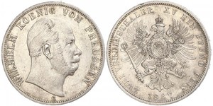 2 Thaler 普魯士王國 (1701 - 1918) 銀 威廉一世 (德国)