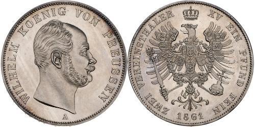 2 Thaler 普魯士王國 (1701 - 1918) 銀 威廉一世 (德国)