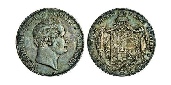 2 Thaler 普魯士王國 (1701 - 1918) 銀 腓特烈·威廉四世 (1795 - 1861)