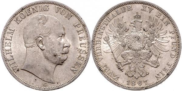 2 Thaler 普魯士王國 (1701 - 1918) 銀 威廉一世 (德国)