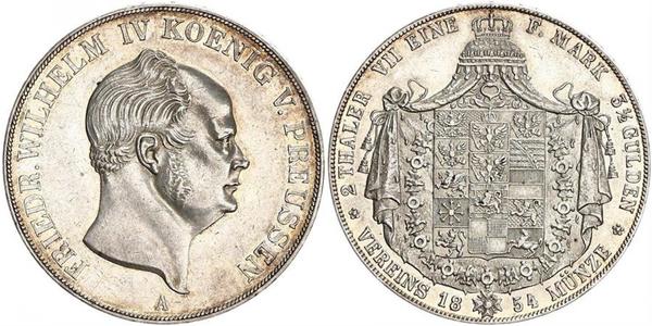 2 Thaler 普魯士王國 (1701 - 1918) 銀 腓特烈·威廉四世 (1795 - 1861)