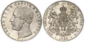 2 Thaler 汉诺威王国 (1814 - 1866) 銀 格奥尔格五世 (汉诺威) (1819 - 1878)