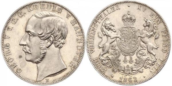 2 Thaler 汉诺威王国 (1814 - 1866) 銀 格奥尔格五世 (汉诺威) (1819 - 1878)