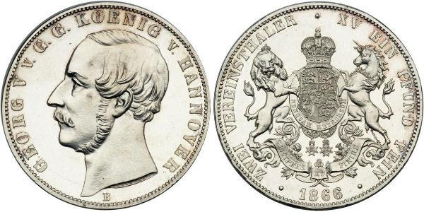 2 Thaler 汉诺威王国 (1814 - 1866) 銀 格奥尔格五世 (汉诺威) (1819 - 1878)