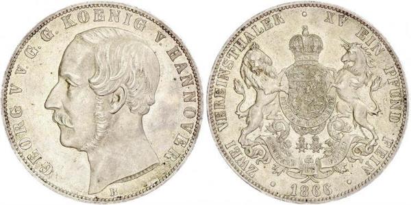 2 Thaler 汉诺威王国 (1814 - 1866) 銀 格奥尔格五世 (汉诺威) (1819 - 1878)