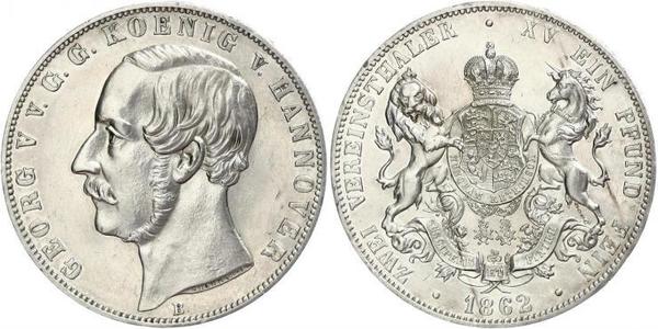 2 Thaler 汉诺威王国 (1814 - 1866) 銀 格奥尔格五世 (汉诺威) (1819 - 1878)