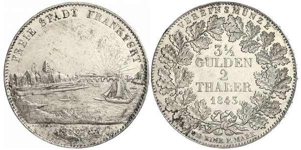 2 Thaler 法蘭克福自由市 銀 