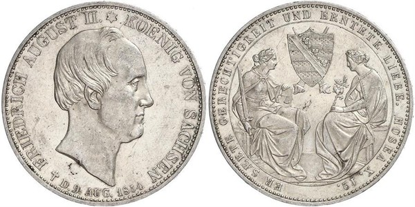 2 Thaler 萨克森王国 (1806 - 1918) 銀 弗里德里希·奥古斯特二世