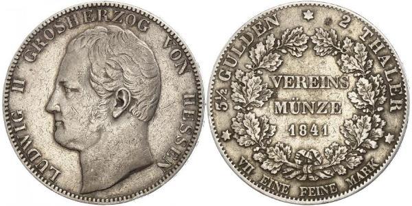 2 Thaler 黑森-达姆施塔特 (1806 - 1918) 銀 路德维希二世 (黑森大公)