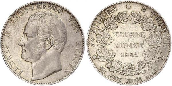2 Thaler 黑森-达姆施塔特 (1806 - 1918) 銀 路德维希二世 (黑森大公)