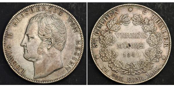 2 Thaler 黑森-达姆施塔特 (1806 - 1918) 銀 路德维希二世 (黑森大公)