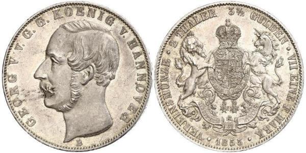 2 Thaler / 3.5 Gulden Royaume de Hanovre (1814 - 1866) Argent Georges V de Hanovre (1819 - 1878)