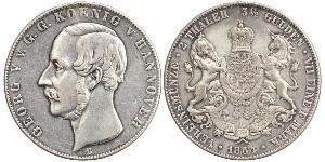 2 Thaler / 3.5 Gulden Regno di Hannover (1814 - 1866) Argento Giorgio V di Hannover (1819 - 1878)