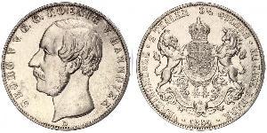 2 Thaler / 3.5 Gulden Regno di Hannover (1814 - 1866) Argento Giorgio V di Hannover (1819 - 1878)