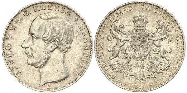 2 Thaler / 3.5 Gulden Regno di Hannover (1814 - 1866) Argento Giorgio V di Hannover (1819 - 1878)