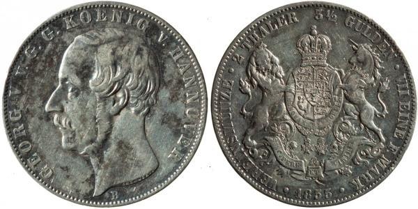 2 Thaler / 3.5 Gulden Königreich Hannover (1814 - 1866) Silber Georg V. (Hannover) (1819 - 1878)