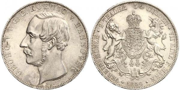 2 Thaler / 3.5 Gulden Königreich Hannover (1814 - 1866) Silber Georg V. (Hannover) (1819 - 1878)