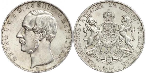 2 Thaler / 3.5 Gulden Kingdom of Hanover (1814 - 1866) Silver George V of Hanover (1819 - 1878)