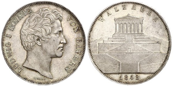 2 Thaler / 3.5 Gulden 巴伐利亞王國 (1806 - 1918) 銀 路德维希一世 (巴伐利亚)