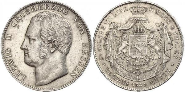 2 Thaler / 3½ Gulden Grand Duchy of Hesse (1806 - 1918) Silver Louis II, Grand Duke of Hesse