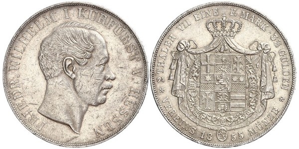2 Thaler / 3½ Gulden 黑森-达姆施塔特 (1806 - 1918) 銀 弗里德里希·威廉 (黑森选侯) (1802 - 1875)