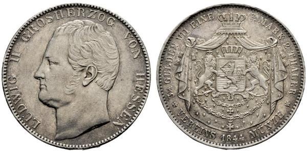 2 Thaler / 3½ Gulden 黑森-达姆施塔特 (1806 - 1918) 銀 路德维希二世 (黑森大公)