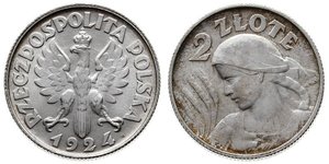 2 Zloty Deuxième République de Pologne (1918 - 1939) Argent 