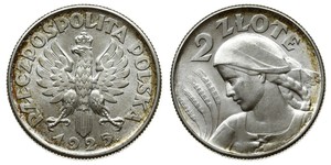 2 Zloty Deuxième République de Pologne (1918 - 1939) Argent 