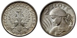 2 Zloty Deuxième République de Pologne (1918 - 1939) Argent 