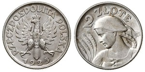 2 Zloty Deuxième République de Pologne (1918 - 1939) Argent 