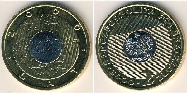 2 Zloty Third Polish Republic (1991 - ) Bimetal 