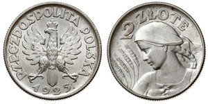 2 Zloty Segunda República Polaca (1918 - 1939) Plata 