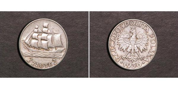 2 Zloty Segunda República Polaca (1918 - 1939) Plata 