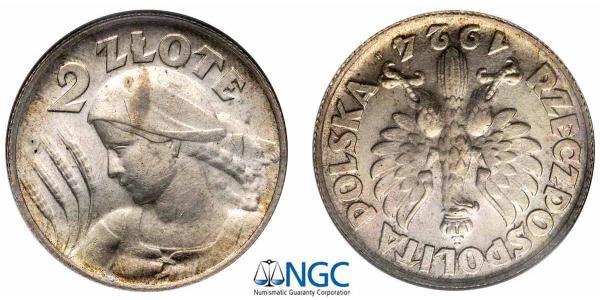 2 Zloty Segunda República Polaca (1918 - 1939) Plata 