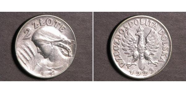 2 Zloty Segunda República Polaca (1918 - 1939) Plata 