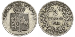 2 Zloty Zarato de Polonia (1815-1915) Plata 