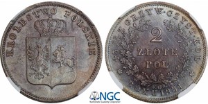 2 Zloty Zarato de Polonia (1815-1915) Plata 